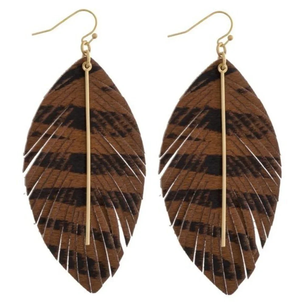 NWT Boutique zebra layered earring animal print